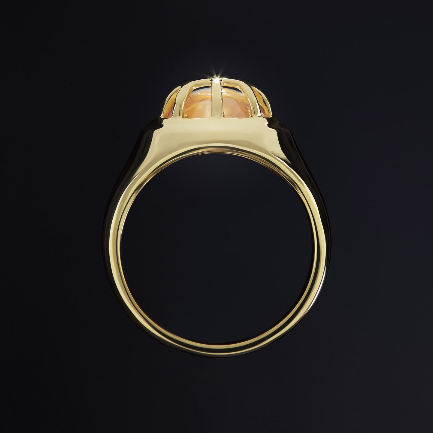Crystal Signet Ring - 14k Gold