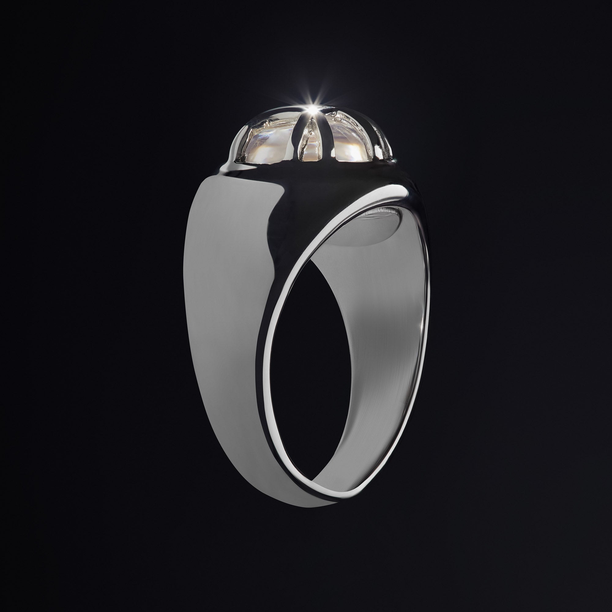 Crystal Signet Ring - Silver