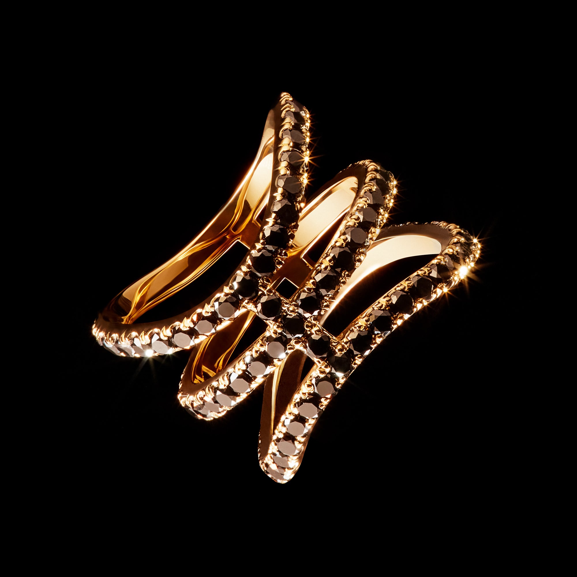 Seam Ring - 14k Solid Gold + Black Diamond